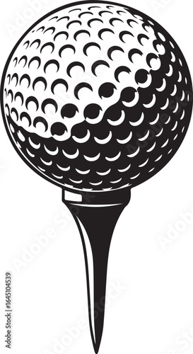 black and white golf ball on tee clip art preview