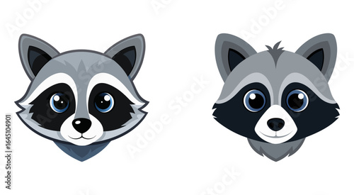 Set of raccoon head vector illustration design