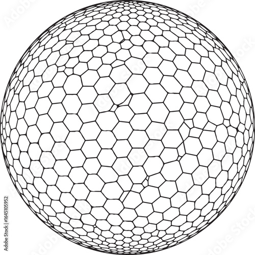 Geometric sphere formed by hexagons and pentagons illustration design