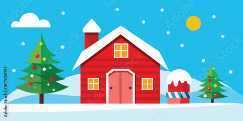 snowy barnyard decorated for christmas