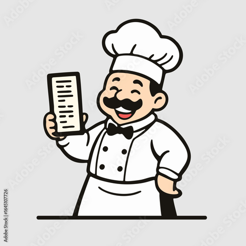 Smiling head chef holding menu