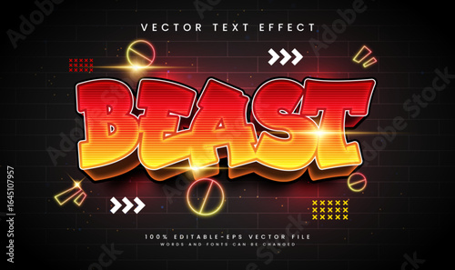 3d Beast Elegant Glowing Vector Text Effect. Suitable for Tittle Design Event.