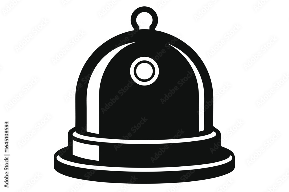 Naklejka premium Black and white of a simple service bell on a white background