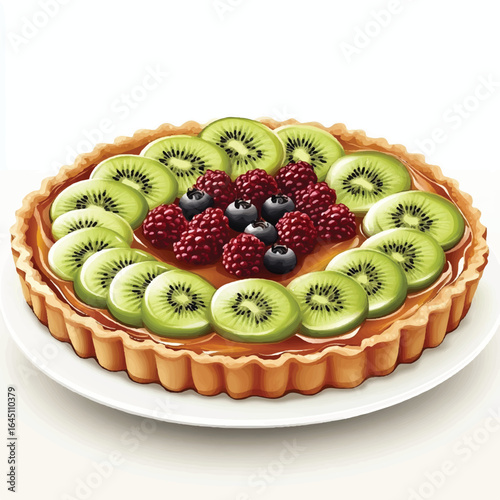 a fruit tart with kiwi and berry