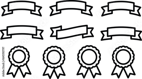 Collection of six ribbon banners and four rosette awards