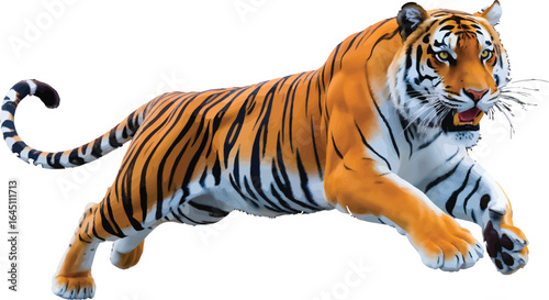Majestic Tiger in Mid-Air A Powerful Image of the Striking Wildcat