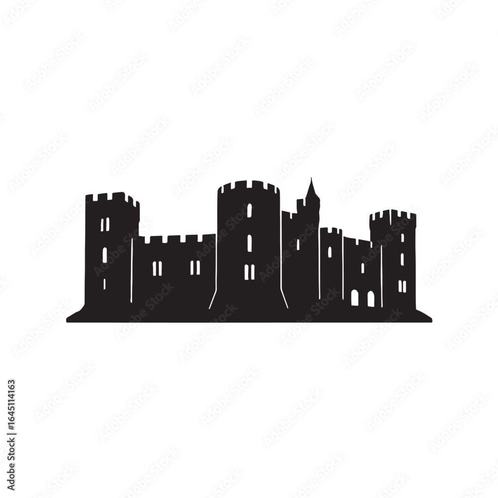 Fototapeta premium Alnwick Castle Minimal Silhouette Vector