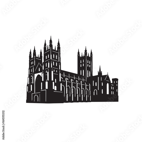 Canterbury Cathedral Minimal Silhouette Vector