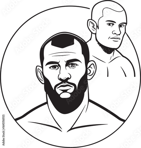 MMA Fighter Portraits Line Art