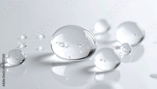 白背景に煌めくクリアジェルの水滴