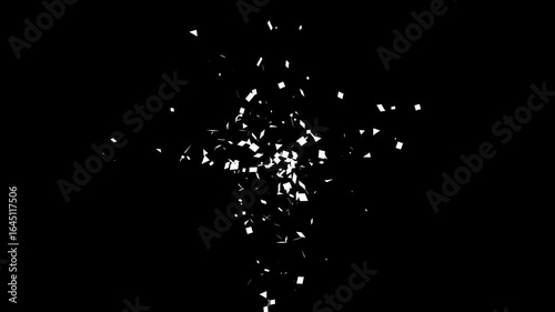 Colorful fireworks confetti explodes ,animation of the explosion and fall of confetti in 4k video. confetti bomb effect from the inside glitter background with gold slowly falling.