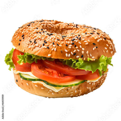 Juicy Cheeseburger with Fresh Ingredients on a Transparent Background