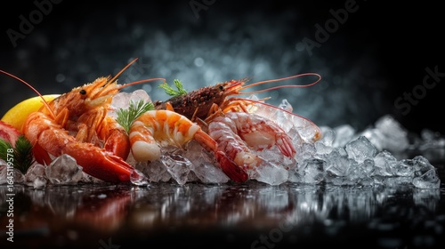 fresh seafood at the market, Generative AI,