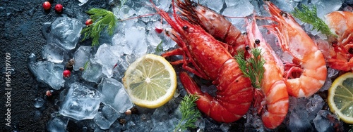 fresh seafood at the market, Generative AI,