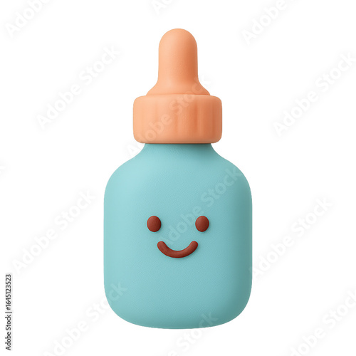 Cute Blue Baby Bottle with Smiling Face