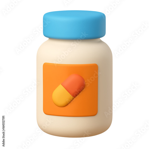 Stylized 3D Render of Medicine Bottle