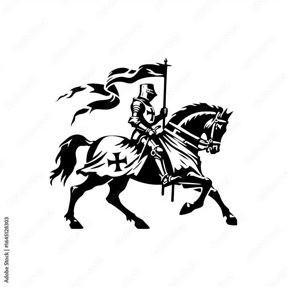 Fototapeta premium royal knight paladin warrior silhouette 