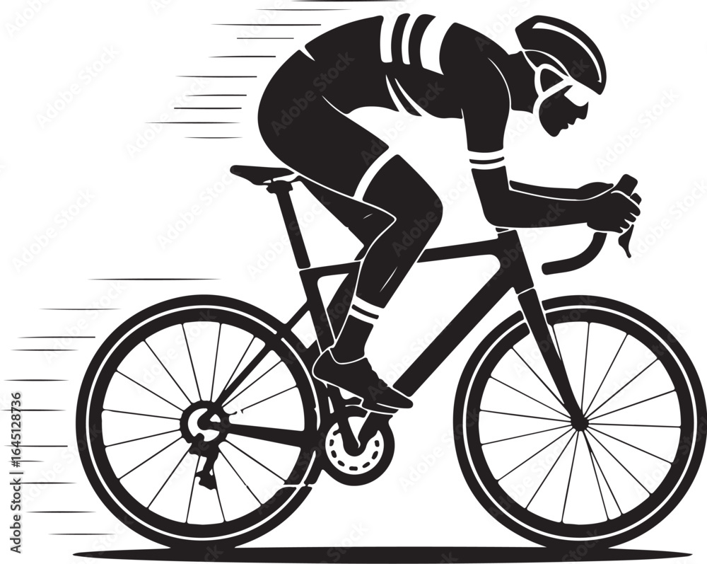 Fototapeta premium Fast Cyclist Vector Illustration High-Speed Racing Silhouette – Minimalist Sport Graphic Art