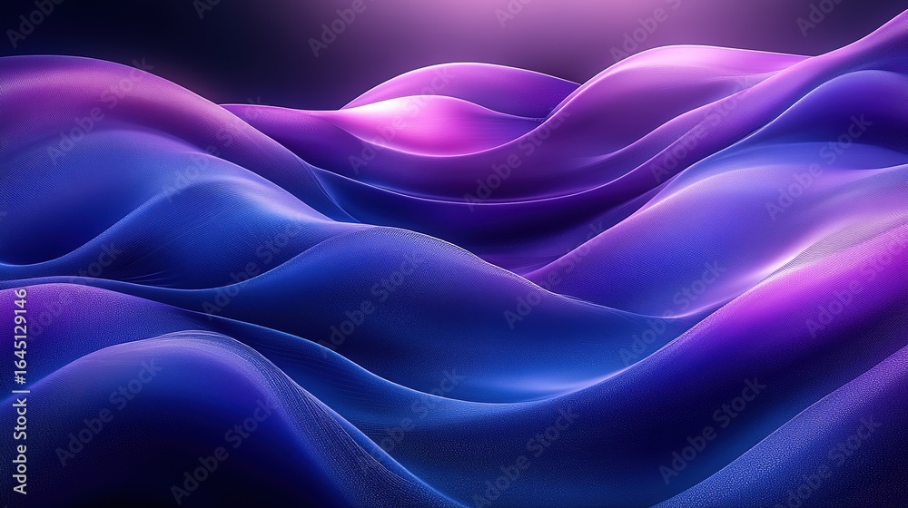 Fototapeta premium Abstract blue-purple gradient vector background with curved lines, bold centered title and charcoal highlights on matte black, for luxury fashion banners, tech launch visuals or high-end digital poste