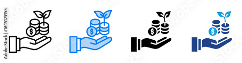 Profitability icon set multiple style collection