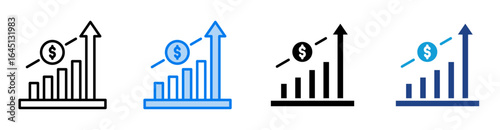 Income icon set multiple style collection