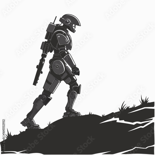 robot cyborg soldier vector