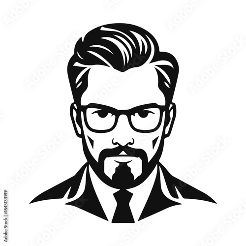 Man icon, businessman avatar vector, office worker icon, hipster face design, graphic male portrait, businessman avatar, bearded man, office worker, hipster face, male portrait
