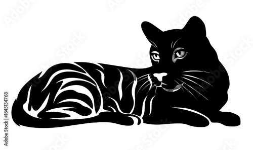 Black silhouette of a panther on white background.