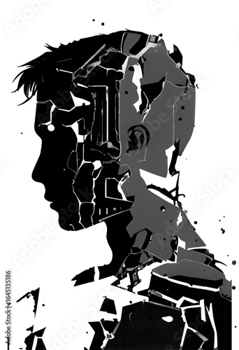 Black silhouette of a person on white background.