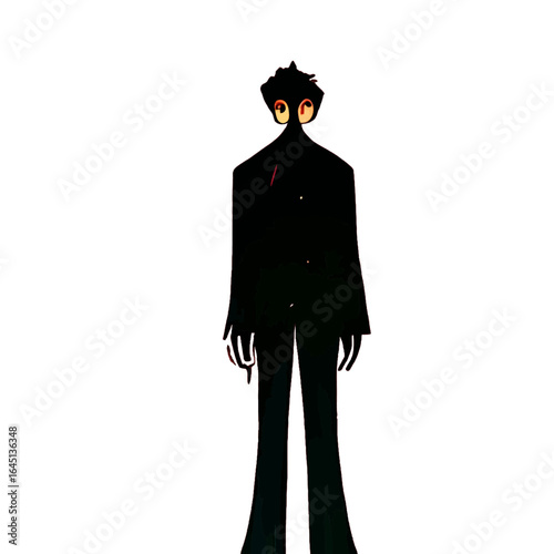 Black silhouette of a creature on red background.