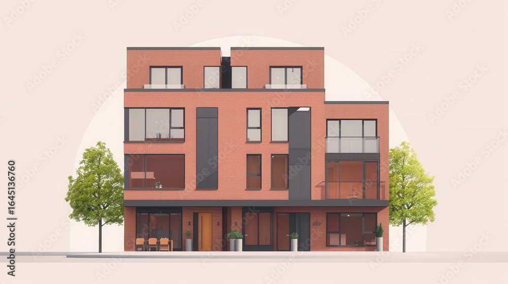 Fototapeta premium Elegant Brick Townhouse Architectural Design