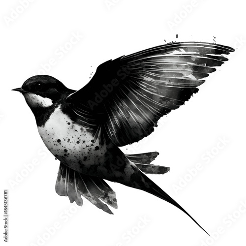 Black silhouette of a bird on white background.