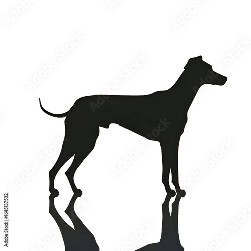 Black silhouette of a dog on light background.