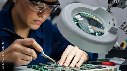 Focused Technician Repairing Circuit Board