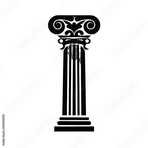 Black silhouette of a pillar on white background.