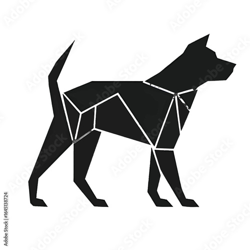 Black silhouette of a dog on white background.