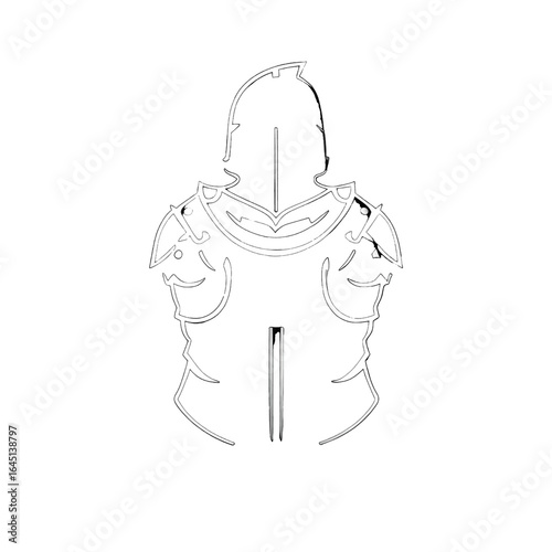 Black silhouette of an armor on black background.
