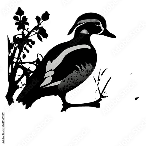 Black silhouette of a duck on white background.