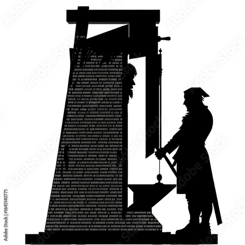 Black silhouette of torture device on white background.