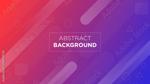 A modern abstract background with a smooth red to blue gradient, geometric shapes, and diagonal lines. Perfect for graphic design, digital content, and web layouts.