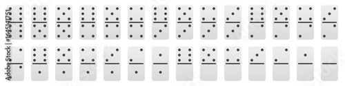 Domino full set - Dominoes bones vector illustration - 28 pieces for game graphic element