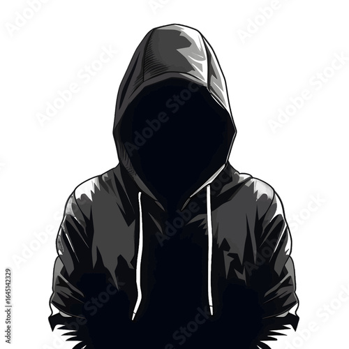 Black silhouette of a hoodies on white background.