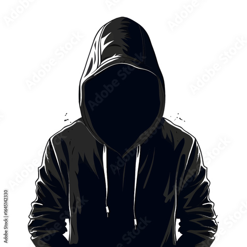 Black silhouette of a hoodies on white background.