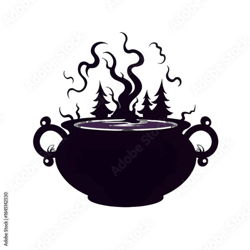 Black silhouette of a cauldron on white background.