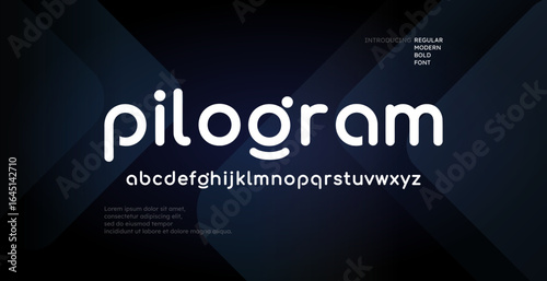 Modern Minimalist Bold Technology and Science alphabet font. Digital typography vector illustration design. Sci-fi, movie, magazine, fashion font.	