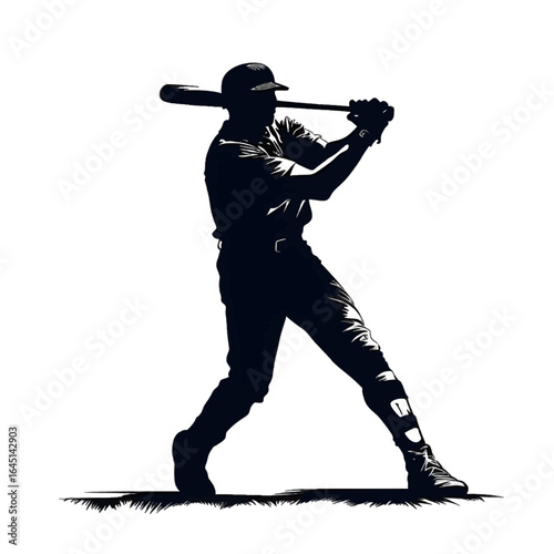 Black silhouette of a baseball player on white background.