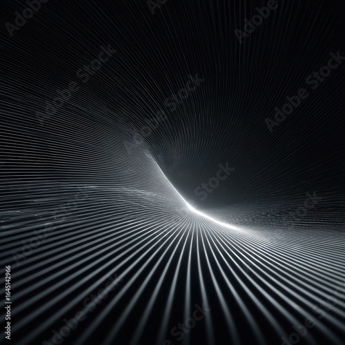 Abstract, dark, swirling, light gray lines form a tunnel or pathway