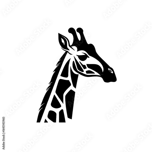 Black silhouette of a giraffe on white background.