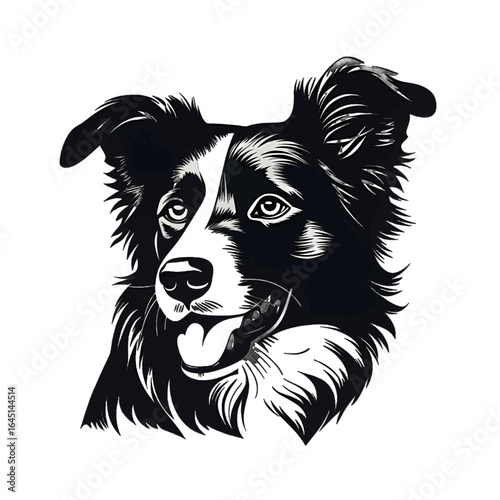 Black silhouette of a dog on white background.