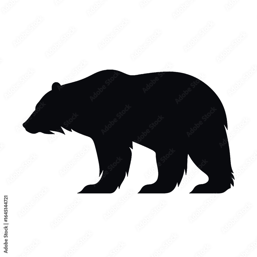 Obraz premium Black silhouette of a bear, badger on white background.